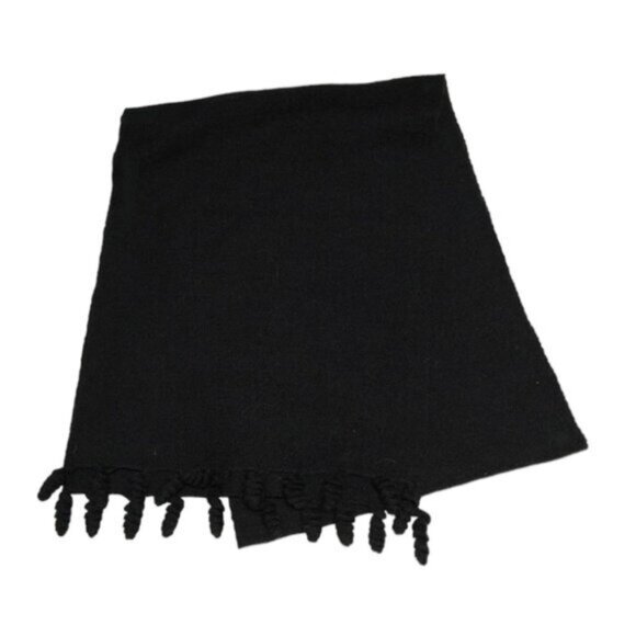 Mon Repos Black Alpaca Scarf Curly Fringe - Picture 1 of 7